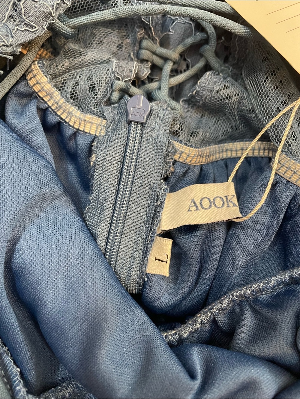 Blue Lace Spaghetti-Strap Dress - Picture 10 of 10